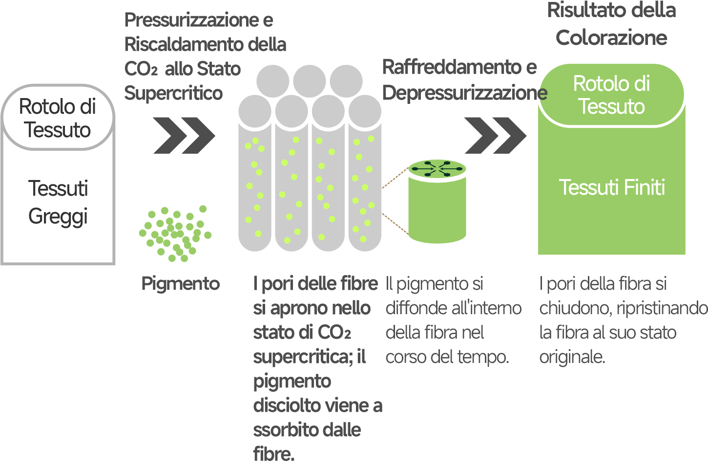 Principi della Tintura con CO2 in Stato Superfluido